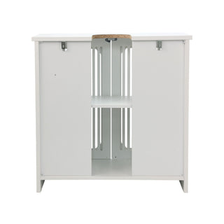 Louvered Double Door Floor Standing Bathroom Vanity Cabinet With Adjustable Shelf - White