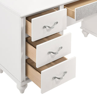 Charlotte - 7 Drawer Vanity Desk With LED Mirror - White