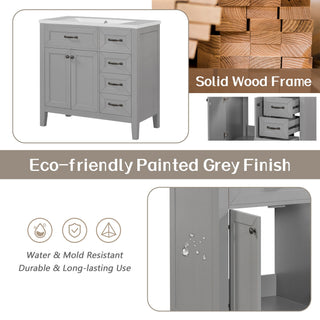 Modern Bathroom Vanity With Sink, Freestanding Design With Drawers And Doors