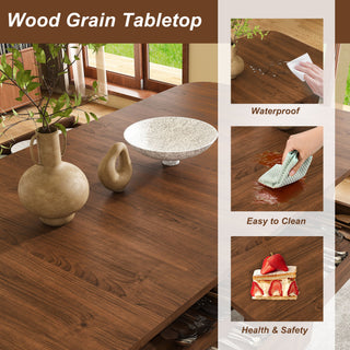 Dining Set With 4 Chairs, Table With Drawers & Open Shelf - Walnut