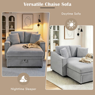 Modern Chaise Sofa With Hidden Storage For Living Room