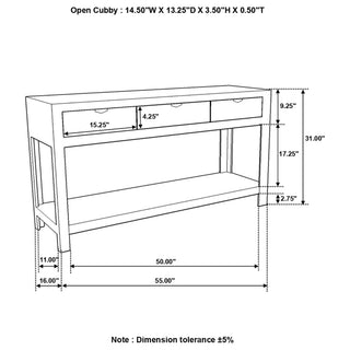 Tucker - 3 Drawer Console Table With Lower Shelf - Natural