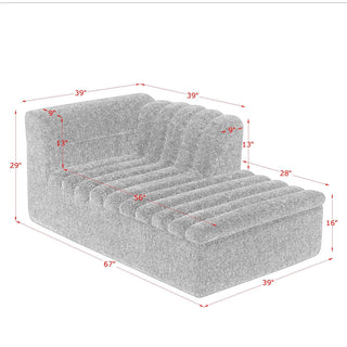 Upholstered L-Shaped Modular Sectional Sofa With Chaise, Wave-Shaped Armrest