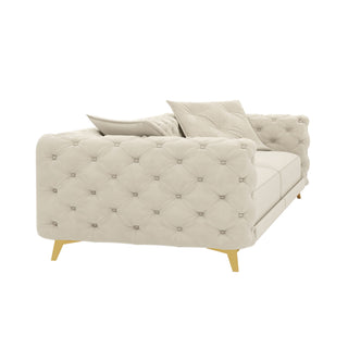 3 In 1 Convertible Sleeper, Deep Seat Pull Out Sofa Bed, Button Tufted
