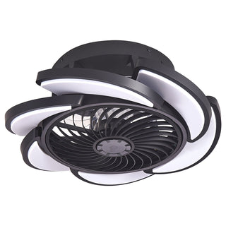 Bladeless Ceiling Fan With Remote Control, 6 Speeds Dimmable Light, Enclosed Low Profile For Living Room - Black