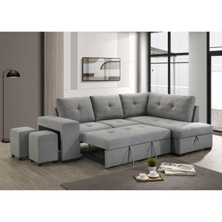 Atkinson - Sleeper Sectional Sofa With Lift Top Chaise - Gray