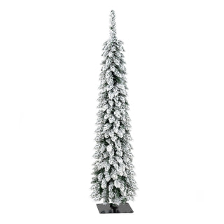 4 Pack Slim Pencil Christmas Trees With Snow Tips, Warm LED Lights, For Indoor Use - Green
