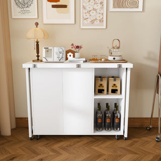 3 In 1 Foldable Side Table With 4 Storage Shelves
