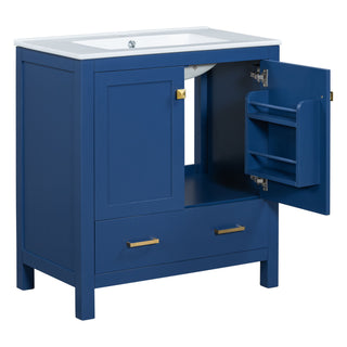 Bathroom Vanity With Single Sink, Combo Cabinet Undermount Sink, Bathroom Storage Cabinet With Two Doors And A Drawer, Soft Closing, Multifunctional Storage, Solid Wood Frame