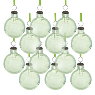 Long Neck Ball Ornaments, Glass Decorative Hanging Ball Christmas Tree Ornaments For Holiday Party Decorations (Set of 12) - Green