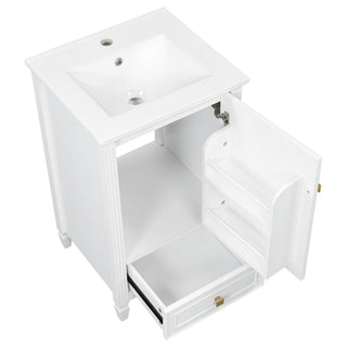 Freestanding Bathroom Vanity With Sink, Soft Closing Door, Drawer Storage - White
