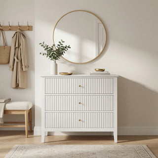 3 Drawer Nightstand, Wide With Soft Close Slides - White