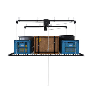 Overhead Garage Storage Rack For High Ceilings & Safety Lock - Black