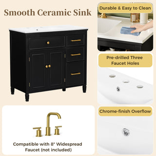 2 Piece Freestanding Bathroom Vanity Set With Sink Top, Reversible Dual Layout