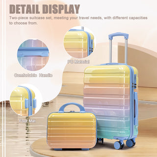 Luggage Set 14" / 20" With Combination Lock And Cosmetic Case