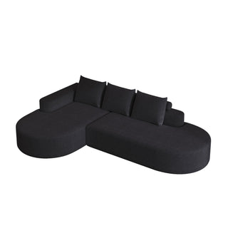 Modern Curved Sofa, L-Shaped Modular Sectional Set With 3 Pillows