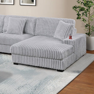 RAF Chaise With Cup Holder Modular Living Room Furniture Pillow - Gray / Mink