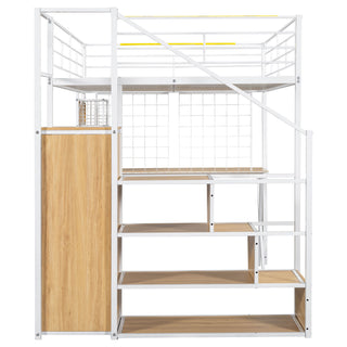 Loft Bed With Built In Work Station, Wardrobe, Storage Staircase And LED
