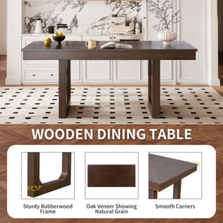 Extendable Dining Set, Farmhouse Extendable Table With Upholstered Chairs