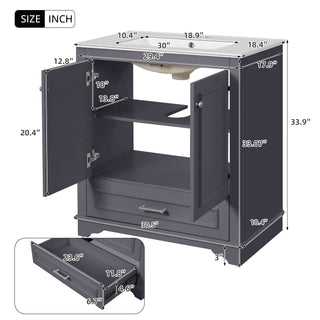 Bathroom Vanity With Sink, Cabinet & 2 Soft Closing Doors & Adjustable Shelf