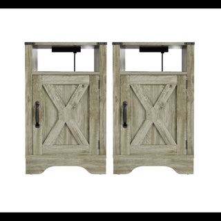 Farmhouse Nightstand, Charging Station & Storage