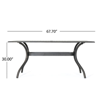 Enchantia - Outdoor Rectangular Dining Table With Weave Tabletop And Flared Legs - Copper