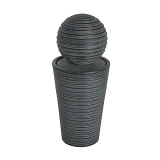 31.5" Tall Striped Column Fountain With LED Light Design For Outdoor Spaces - Gray