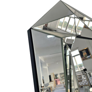 Diamond Shaped Wall Mirror With Beveled Edge Frameless Design - Silver