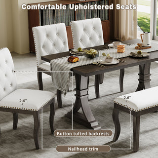 Dining Set With Bench, 6 Piece