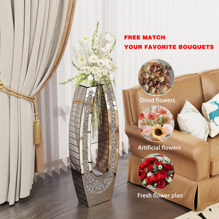 U - Shaped Floor Vase With Shattered Diamond Mirror Surface