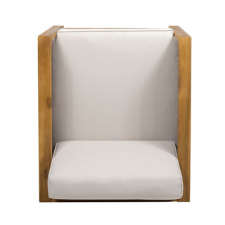 Outdoor Acacia Wood Club Chair With Wicker Accents