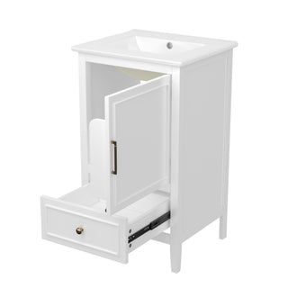 Modern Bathroom Vanity With Sink, Cabinet Storage, Drawer & Adjustable Feet