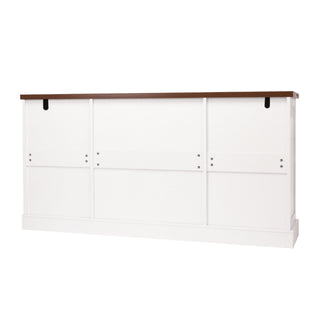 Barn Door Storage Cabinet With 2 Drawers & Door Rack, Adjustable Shelves