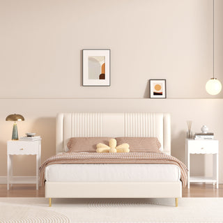 Nightstand With Drawer And Open Shelf, Scalloped Edge Bedside Table