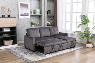Reversible Sectional Storage Sleeper Sofa Bed, L-Shape 2 Seat Sectional Chaise With Storage, Skin-Feeling Fabric