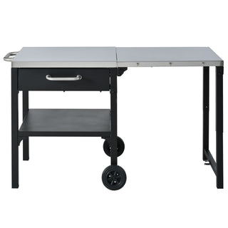 Foldable Outdoor Kitchen Cart With Storage For Patio