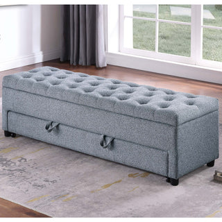 Storage Ottoman With Tufted Seat And Underseat Drawer