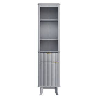 Tall Bathroom Storage Cabinet With Adjustable Shelves And 1 Drawer & Door
