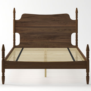 Retro 4 Poster Platform Bed Frame With Curved Tall Headboard