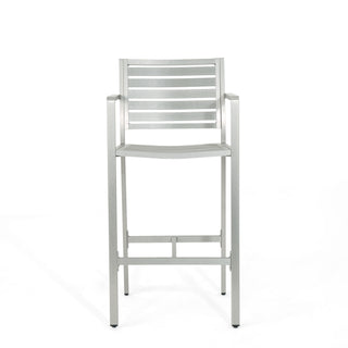 Outdoor Aluminum Rust Proof Barstools (Set of 2) - Silver