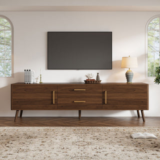 70" TV Stand With Storage Drawers And Cabinets For TVs Up To 80" - Walnut