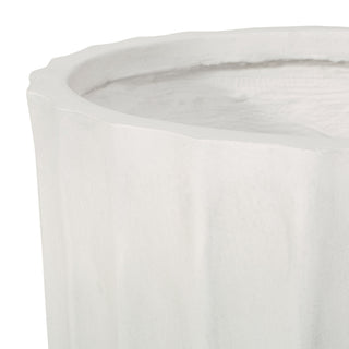 Planter With Subtle Pleated Design - Antique White