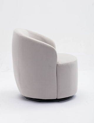 Swivel Accent Armchair Barrel Chair With Powder Coating Metal Ring