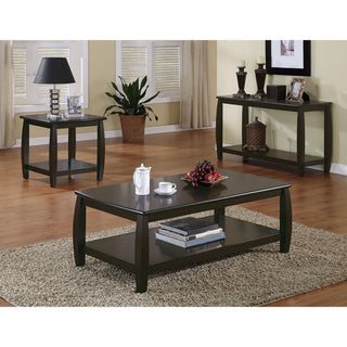 Rectangular Sofa Table With Double Shelf - Brown