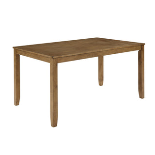 6 Piece Dining Table Set, Large Rectangular Table With Upholstered Bench & 4 X - Back Chairs, Kitchen Furniture - Oak