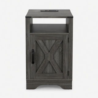 Farmhouse Nightstand, Charging Station & Storage
