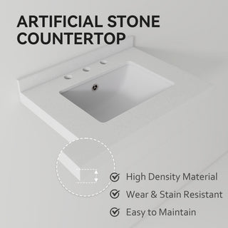 Basin Sink With 2" Thick Rim, Triple Faucet Holes, Sink Only