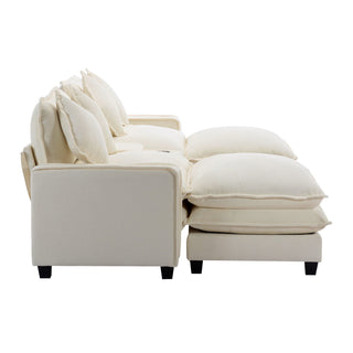 Sectional Sofa Upholstered Sofa With Two Removable Ottoman, Two USB Ports, Two Cup Holders And Large Storage Box For Living Room