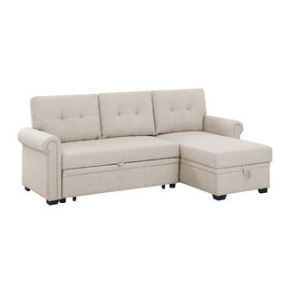 Upholstered Sleeper Sofa With Reversible Storage Chaise