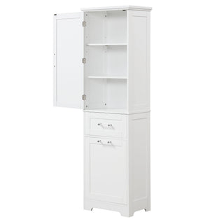 Tall Freestanding Bathroom Storage Cabinet With Adjustable Shelf And 2 Drawers